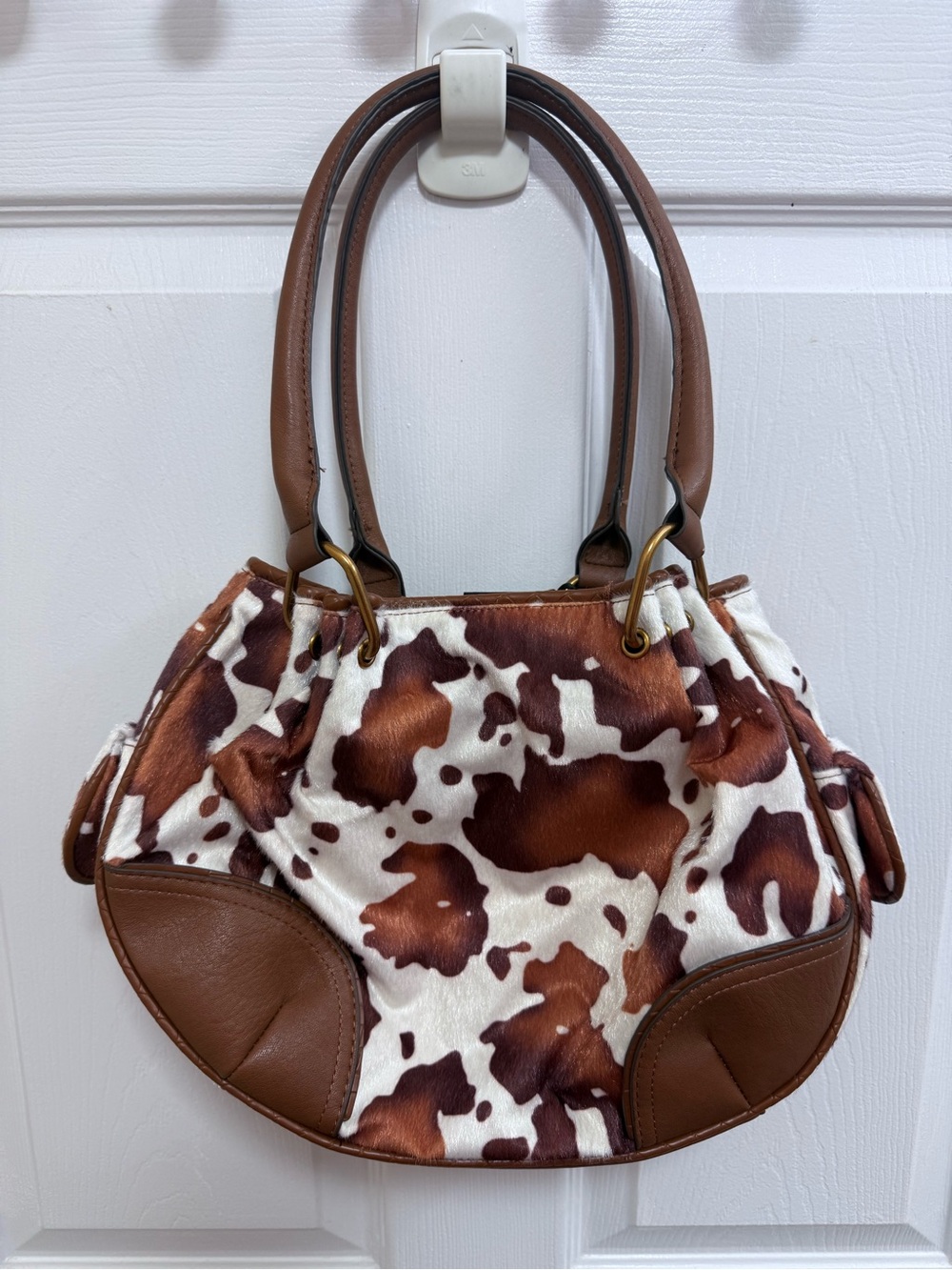 NWT Juicy Romance Cow Print Satchel in Saddle (Brown) - Picture 5 of 6